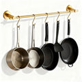 NEWRAIN Pot Rack Wall Mounted, 21 inch Hanging Pot and Pan Hanger, Stainless Steel Kitchen Rail Coffee Mug Rack with 10 S Hooks,Brushed Gold by NEWRAIN