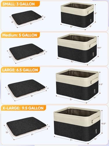 BALEINE 4 Pack Fabric Closet Storage Bins for Shelves, Linen Closet Organizers and Storage, Decorative Baskets for Organizing, Shelf, Clothes, Home, Office (Black, 14''x10''x8.5'') - Image 2