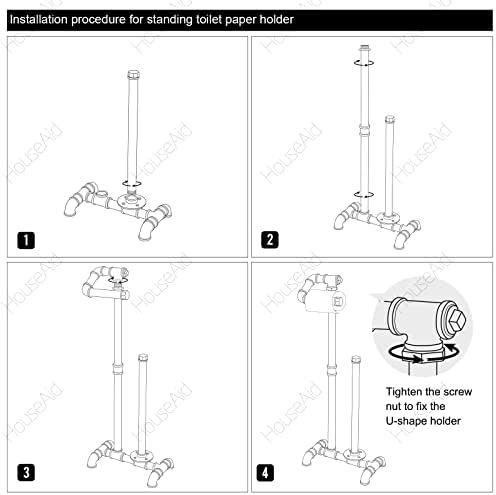 HouseAid Free Standing Industrial Pipe Toilet Paper Holder for Bathroom, Stand Rustic Iron Toilet Roll Holder with Reserve, Vintage Style, Matte Black - Image 6