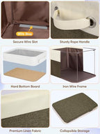 BALEINE 2 Pack Fabric Closet Storage Bins for Shelves, Linen Closet Organizers and Storage, Decorative Baskets for Organizing, Shelf, Clothes, Home, Office (Brown, 17''x13''x10.5'') - Image 6