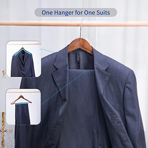Nature Smile Luxury Wooden Suit Hangers 12 Pack Wood Coat Hangers Jacket Outerwear Shirt Hangers,with Extra-Wide Shoulder, 360 Degree Swivel Hooks & Anti-Slip Bar with Screw(Retro Color) - Image 7