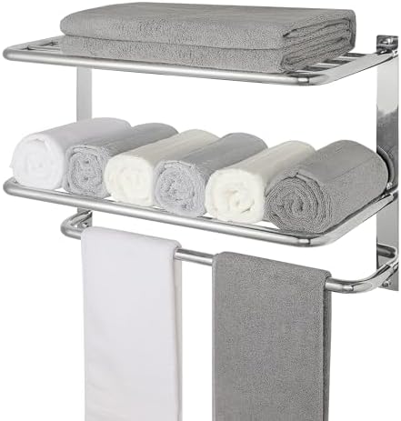3-Tier Bathroom Towel Rack, SUS 304 Wall Mount, Brushed Nickel by DEWVIE