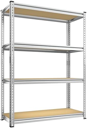 REIBII Storage Shelves Adjustable Metal Shelving 1600LBS Garage Shelves Industrial Metal Shelves 4 Tier Garage Shelving for Pantry Closet Kitchen Basement, Sliver, 11.8" D x 23.6" W x 56.7" H by REIBII