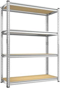 REIBII Storage Shelves Adjustable Metal Shelving 1600LBS Garage Shelves Industrial Metal Shelves 4 Tier Garage Shelving for Pantry Closet Kitchen Basement, Sliver, 11.8" D x 23.6" W x 56.7" H by REIBII