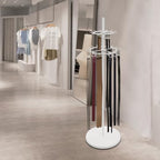 66" Commercial Belt Display Stand - 31-Hook Steel Tiered Rack w/Adjustable Feet, 44lbs Capacity for Ties, Scarves, Accessories (White) - Image 6