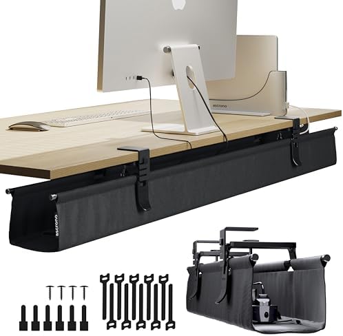 Ascrono Original Under Desk Cable Management Tray, Black, 53.9" by Ascrono