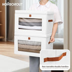 Homsorout Large Closet Storage Bins - Collapsible Clothes Organizer with Handles & Window, Decorative Boxes with Lids, Linen Closet Organizers for Living Room, Dorm, 8 Pack, White - Image 5