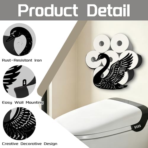 Swan Toilet Paper Holder Wall Mount/Stand for Extra 8 Rolls - Image 3