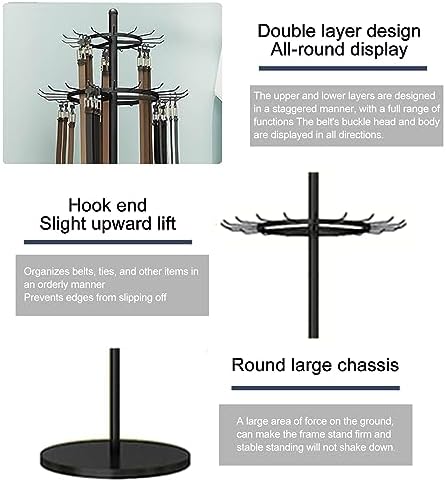 Floor Mounted Belt Hanger 66.2in Metal Tie Rack (Color : Black) - Image 5