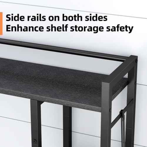 Over The Toilet Storage with Side Rack, 4-Tier Over Toilet Storage Rack with Thick Wood Top Shelf & 3 Small Side Shelves, Freestanding Bathroom Organizer for Bathroom, Laundry, Balcony (Black) - Image 3