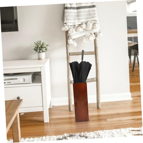 OUNONA Solid Wood Umbrella Stand Elegant Entryway Organizer for Indoor and Outdoor Use Heavy Duty Umbrella Holder for Lobbies Dark Walnut - Image 4
