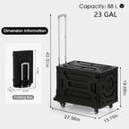 VECELO Foldable Shopping Cart with Wheels, Collapsible Rolling Crate for Groceries, Folding Storage Box with Handle, Three Modes of Use, Ideal for Teacher, Trip, Outdoors, Etc., 23GAL, Black - Image 2