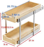 Sikarou Wood Pull Out Cabinet Organizer 2 Tie 9" W x 21" D, Heavy-Duty Sliding Drawers for Inside Cabinets Storage and Organization for Kitchen, Pantry, Bathroom - Image 2
