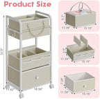 Cidaziya 2In1 Baby Diaper Caddy Organizer and Storage, 3 Tier Rolling Cart with Drawer, Detachable Dividers, Mobile Utility Cart Baby Dresser Clothes Organizer for Baby Essentials, Bedroom, Nursery - Image 2
