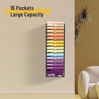 SUPEASY 16-Tier Hanging Wall File Holder Organizer for Papers, Folders, Files Clipboard & Magazine Organization Great for Office Home, Assembly Needed, Black - Image 2