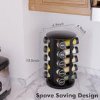 New England Stories Revolving Spice Rack Set with 20 Spice Jars, Kitchen Spice Tower Organizer for Countertop or Cabinet - Carousel Storage Includes 386 Spice Labels (Black) - Image 4