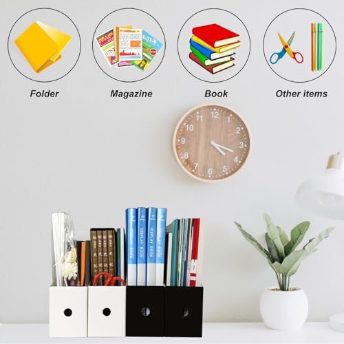 Limitliho 24 Pack White&Black Cardboard Magazine Holder for Desk or Shelves - Image 2