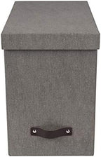 Bigso John Desktop File Box - Storage Solution and Document Organizer for Important Paperwork - Durable Hanging File Box with a Lid and Leather Handle - 7.36 in x 13.26 in x 10.51 in - Grey - Image 2