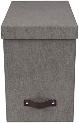 Bigso John Desktop File Box - Storage Solution and Document Organizer for Important Paperwork - Durable Hanging File Box with a Lid and Leather Handle - 7.36 in x 13.26 in x 10.51 in - Grey - Image 2