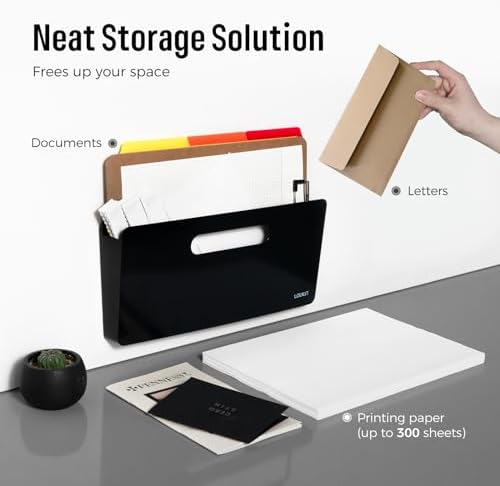 loukin Magnetic File Holder, Wall Mount Paper Organizer, 3 Mount Options - Image 3