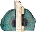 Agate Geode Bookends Heavy Duty Teal Crystal Stone Book Holders Decorative by AMOYSTONE%C2%AE