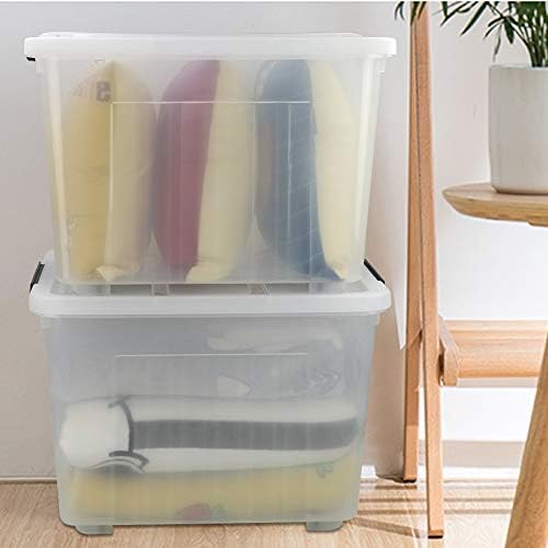 70 L Clear Plastic Large Storage Box with Wheels, Set of 4 - Image 6