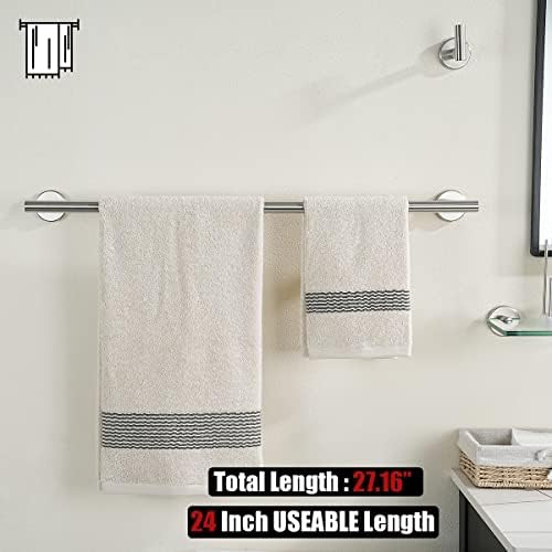 JQK Bath Towel Bar, 27 Inch 304 Stainless Steel Thicken 0.8mm Towel Rack Bathroom, Towel Holder Brushed Finished Wall Mount, Useable Length 24 Inch, TB110L24-BN - Image 3