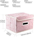 PRANDOM Foldable Storage Boxes with Lids [5-Pack] Fabric Decorative Storage Bins Cubes Organizer Containers Baskets with Cover Handles Divider for Bedroom Closet Living Room Pink 9.8x7.9x6.7 Inch - Image 5