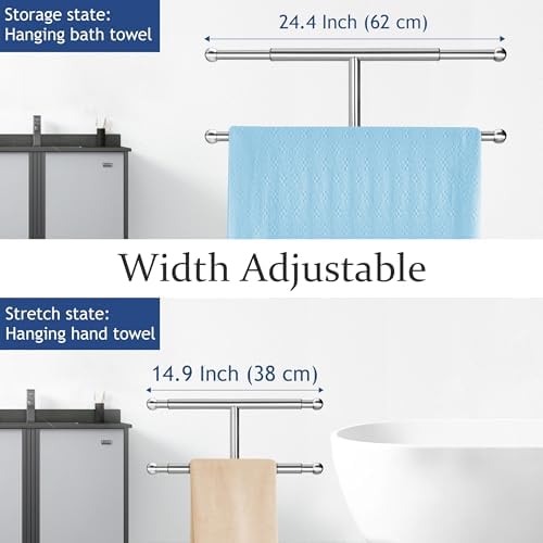 Kayfia 40'' Stainless Steel Towel Rack, Weighted Marble Base, 2 Tier - Image 4