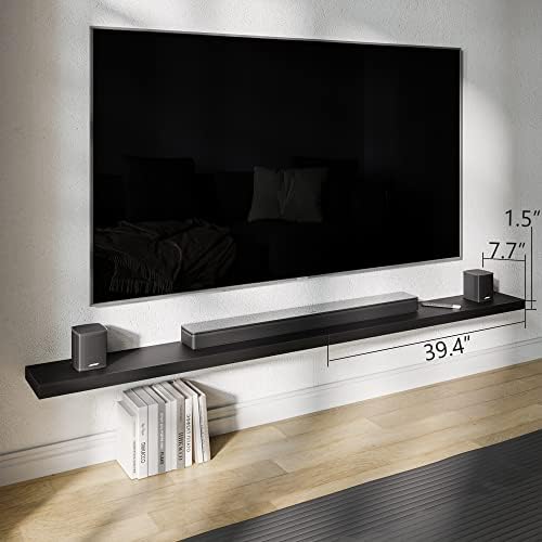 BAMEOS Floating Shelves,40 x 8 Floating Wall Shelves – Extra-Wide Display Shelf with Invisible Brackets, Set of 2 | Accent Décor Shelf for Bedroom, Living Room, Home Office & Salon Display Black - Image 3