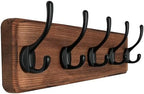 SKOLOO Rustic Coat Rack Wall Mount, 5 Hooks, 17 Inch, Solid Wood, Brown by SKOLOO