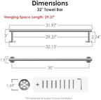 FORIOUS Towel Bar Towel Racks for Bathroom Wall Mounted 30" Brushed Nickel - Image 3
