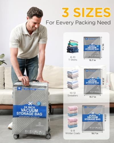 Vacuum Storage Bags, Vacuum Seal Bags for Clothing, Travel Vacuum Bags with Electric Pump, Space Saver Bags for Travel, Reusable Compression Bags, 15-Combo Set - Image 5