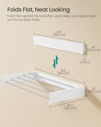 SONGMICS Clothes Drying Rack, Wall-Mounted, Foldable, with Storage Shelf - Image 6
