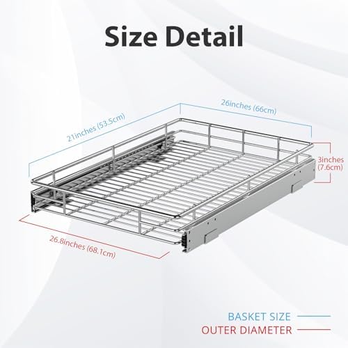 Pull Out Cabinet Organizer, 26.8” Slide Out Kitchen Organizers Storage - Image 2
