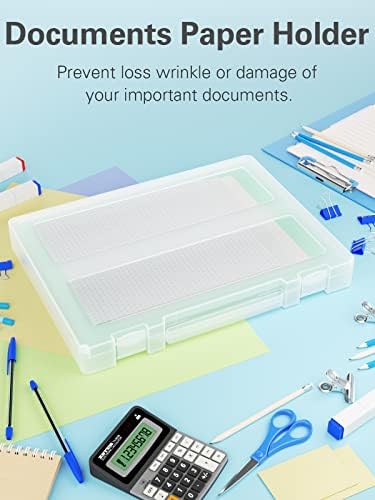 Denkee Large Paper Storage Box, 4 Pack Plastic Scrapbook Paper Storage Organizer with Handle for A4, 8.5 x 11 US Letter, Portable File Document Case, Board Game Storage - Image 5