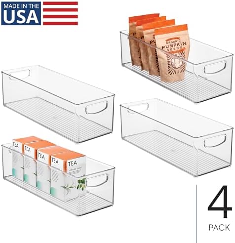 iDesign Plastic Stackable Pantry Bin with Handles, Set of 4, Clear - Image 2