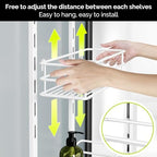 Orimade Over the Door Shower Caddy Adjustable 5 Tier Black,Bathroom Hanging Organizer Shelf Rustproof with 4 Hooks,Shower Basket with Soap Holder and Suction Cup, White - Image 2