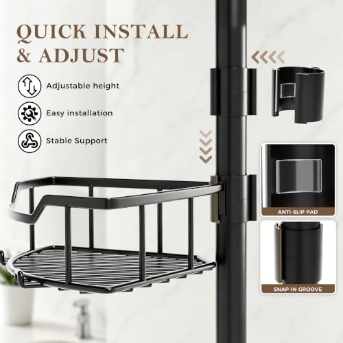 Corner Shower Caddy Tension Pole, Bathroom Organizer for Renters - Image 3