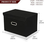 STOREONE Fabric Storage Cube Bins Foldable Organizer Container Collapsible Basket with Lids and Metal Handles, for Home, Bedroom, Closet 6 Pcs (Black) - Image 2