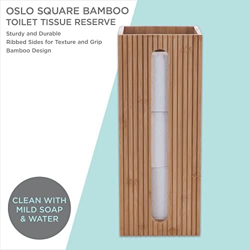 Bath Bliss Square Toilet Tissue Reserve | Dimensions: 5.71 x 5.71 x 14.17 | Bamboo Design | Bathroom Décor | Holds 3 Roles | Easy to Clean | Bamboo - Image 4