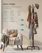SONGMICS Coat Rack Freestanding, Steel Stand with 16 Hooks and 4 Legs - Image 3