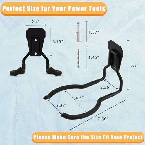 Power Tool Hanger, Garage Wall Hooks, Utility Hooks for Garage Tool Organizers and Storage (4 Pack), WEH01 - Image 2