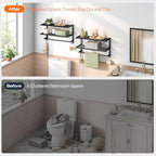 HOOBRO 23.8" Towel Rack for Bathroom, 3 Tier Towel Shelf with Tower Bars, Bathroom Storage Organizer for Towels and Toiletries, Towel Holder Wall Mounted with 2 Hooks, Black BK08LB01 - Image 5