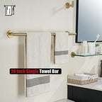 JQK Bath Towel Bar, 27 Inch Brushed Light Gold Towel Rack Bathroom, 304 Stainless Steel Thicken 0.8mm Towel Holder Wall Mount, Useable Length 24 Inch, TB110L24-BG - Image 5