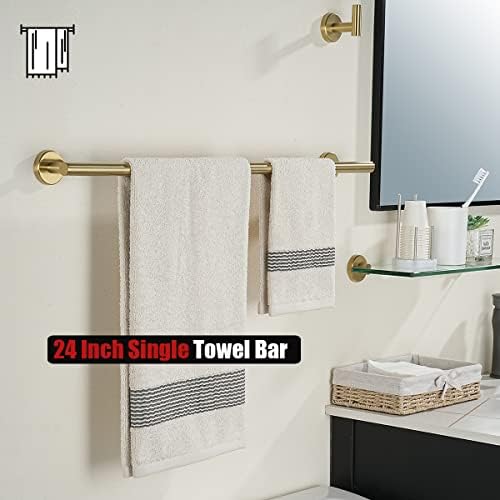 JQK Bath Towel Bar, 27 Inch Brushed Light Gold Towel Rack Bathroom, 304 Stainless Steel Thicken 0.8mm Towel Holder Wall Mount, Useable Length 24 Inch, TB110L24-BG - Image 5