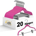 Quality Plastic 20-Pack Non Velvet Non-Flocked Thin Compact Skirt/Pant Hangers with Metal Clips for Skirts Pants Blouses Coats 360° Swivel Hook (Pink, 20) by QualityHangers
