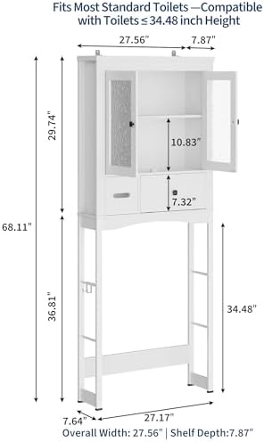 Garvee Over-The-Toilet Storage Rack, Vintage Bathroom Organizer - Image 2