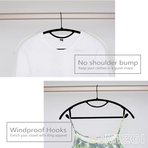 MIZGI Premium Velvet Hangers 50-Pack,No Shoulder Bump Hangers W/Tie Bar Ultra Thin Space Saving Non Slip Hanger Heavy Duty Felt Rounded Clothes Hanger for Sweaters,Coat,Jackets,Pants,Shirts - Image 5