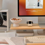 Bamboo Monitor Stand Riser, Natural Desk Shelf with Acrylic Legs - Image 3
